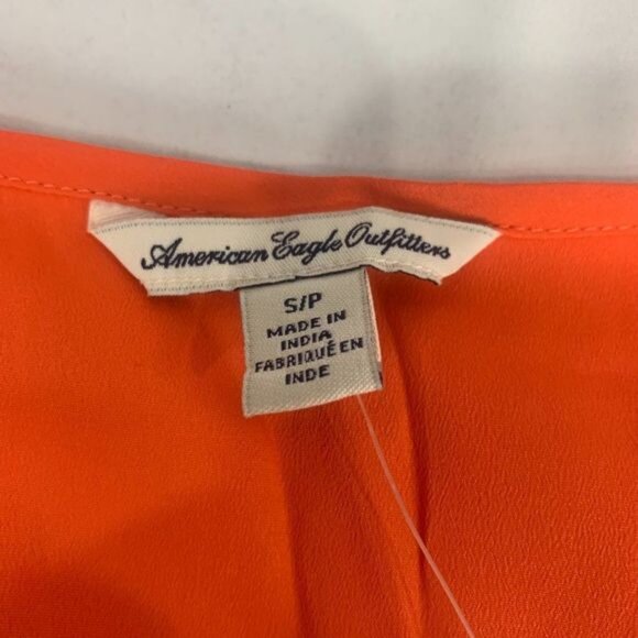American Eagle Outfitters Orange Sleeveless Tank Top Beaded V-Neck Detail Small - Picture 4 of 6